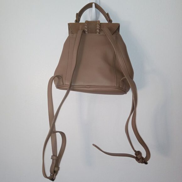 Street Level Dark Taupe Faux Leather Small Backpack Handbag Purse - Picture 3 of 6
